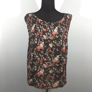 Max Studio black floral tank w/ tie back